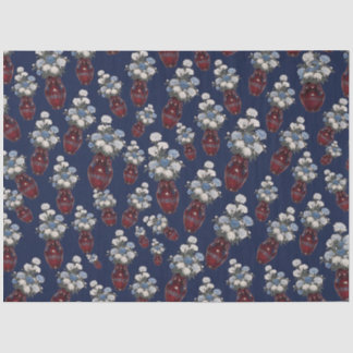 Chinoiserie Chrysathemums Vases Navy Blue Tissue Paper
