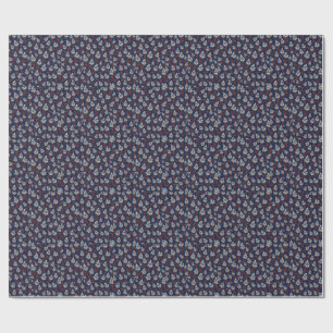 Chinoiserie Chrysathemums Vases Navy Blue Wrapping Paper
