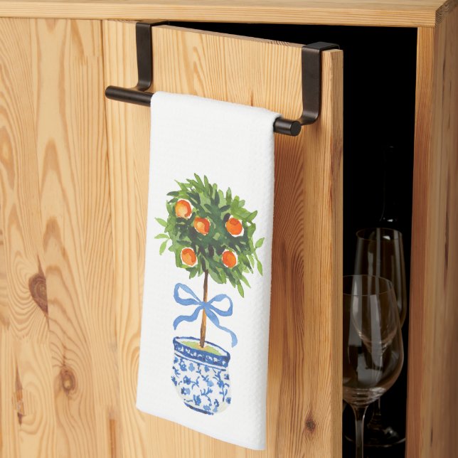 Chinoiserie Citrus Topiary Tree Kitchen Towel (Thirds Fold)