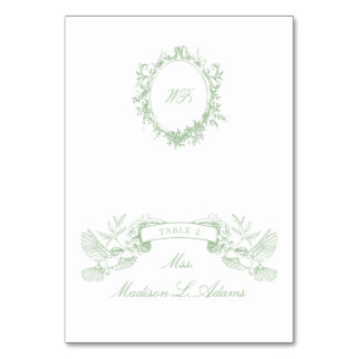 Chinoiserie Classic Green Birds Foldable Name Card