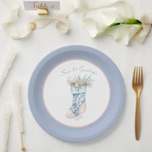 Chinoiserie Coastal Grandma Stocking Paper Plates