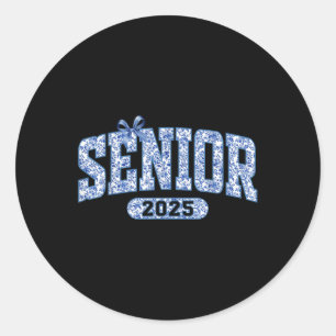 Chinoiserie Coquette Bow Senior 2025  Classic Round Sticker