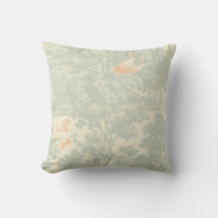 Chinoiserie Crane Toile Botanical Asian Garden Cushion