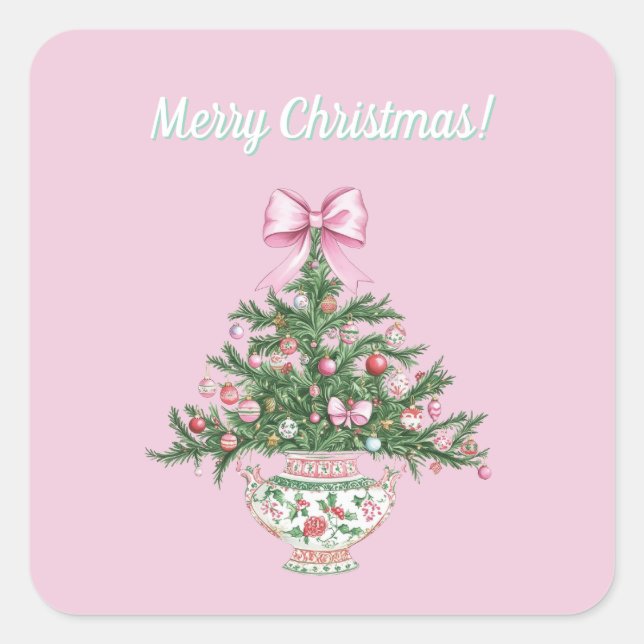 Chinoiserie Design Christmas Sticker (Front)
