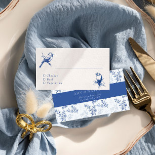 Chinoiserie double-sided Blue Wedding  Place Card