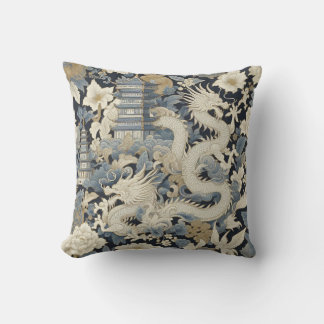 Chinoiserie Dragon an Pagoda Cushion