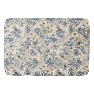 Chinoiserie Dragonflies, Daisies and Lace Bath Mat