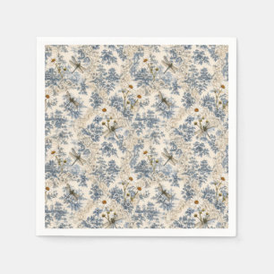 Chinoiserie Dragonflies, Daisies and Lace Napkin