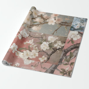 Chinoiserie Dusty Pinks & Blues Collage Wrapping Paper