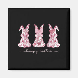 Chinoiserie Easter Bunny Pink Bow Coquette Cute Mo Magnet