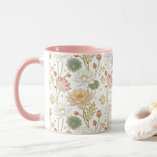 Chinoiserie Elegant Lotus Flowers Gold Pink Mug
