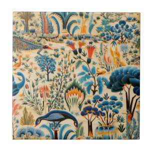 Chinoiserie Exotic Birds Botanical Pattern (11) Ceramic Tile