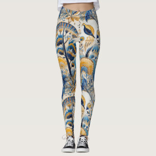 Chinoiserie Exotic Birds Botanical Pattern (11) Leggings