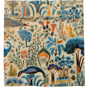 Chinoiserie Exotic Birds Botanical Pattern (11) Shower Curtain