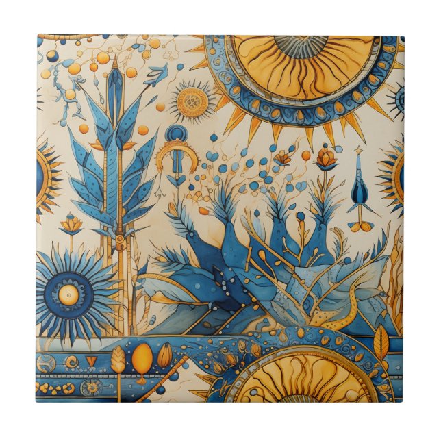 Chinoiserie Exotic Birds Botanical Pattern (1) Ceramic Tile (Front)