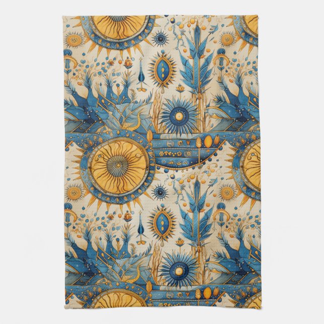 Chinoiserie Exotic Birds Botanical Pattern (1) Tea Towel (Vertical)