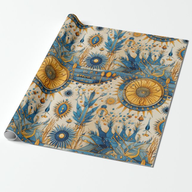 Chinoiserie Exotic Birds Botanical Pattern (1) Wrapping Paper (Unrolled)