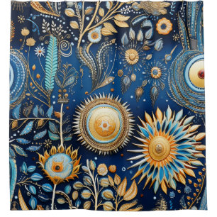 Chinoiserie Exotic Birds Botanical Pattern (2) Shower Curtain