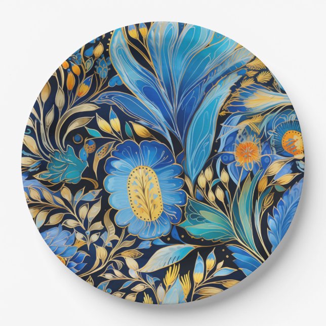 Chinoiserie Exotic Birds Botanical Pattern (3) Paper Plate (Front)