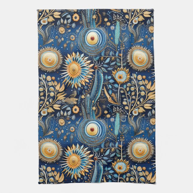 Chinoiserie Exotic Birds Botanical Pattern (4) Tea Towel (Vertical)