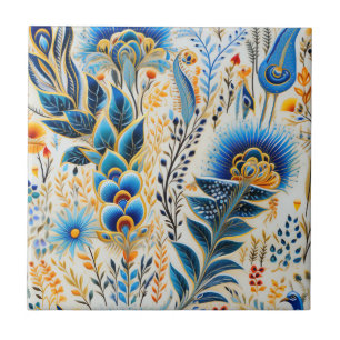 Chinoiserie Exotic Birds Botanical Pattern (5) Ceramic Tile
