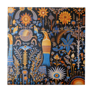 Chinoiserie Exotic Birds Botanical Pattern (6) Ceramic Tile