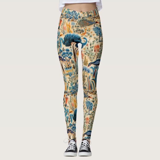 Chinoiserie Exotic Birds Botanical Pattern (6) Leggings (Front)