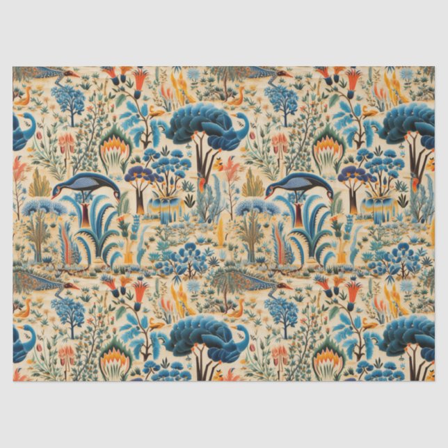Chinoiserie Exotic Birds Botanical Pattern (6) Tissue Paper (Front)