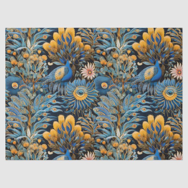 Chinoiserie Exotic Birds Botanical Pattern (7) Tissue Paper (Front)