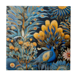 Chinoiserie Exotic Birds Botanical Pattern (8) Ceramic Tile