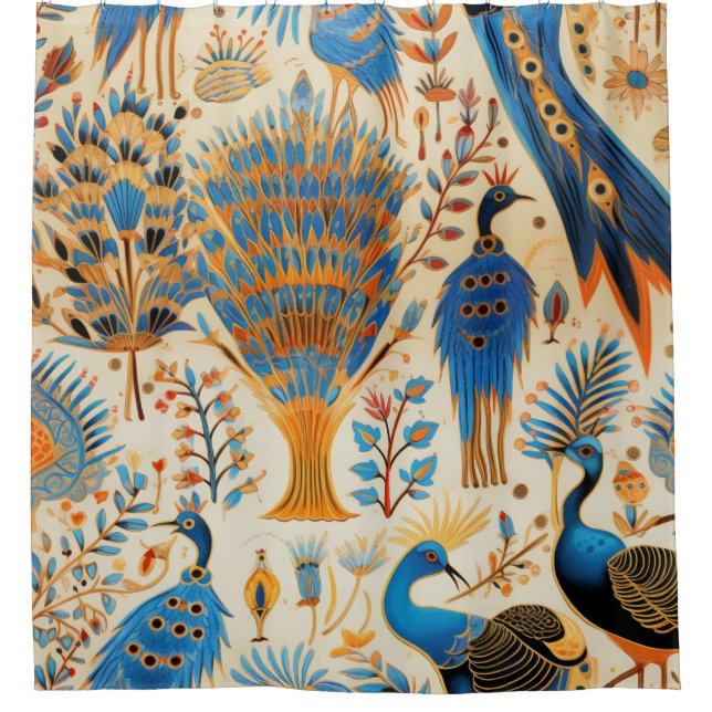 Chinoiserie Exotic Birds Botanical Pattern (9) Shower Curtain (Front)