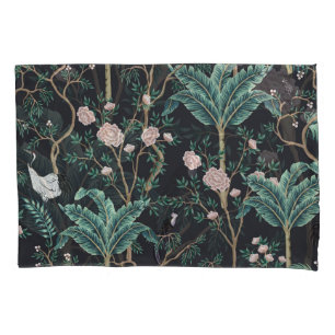 Chinoiserie Exotic Birds: Vintage Banana Tree Wall Pillowcase