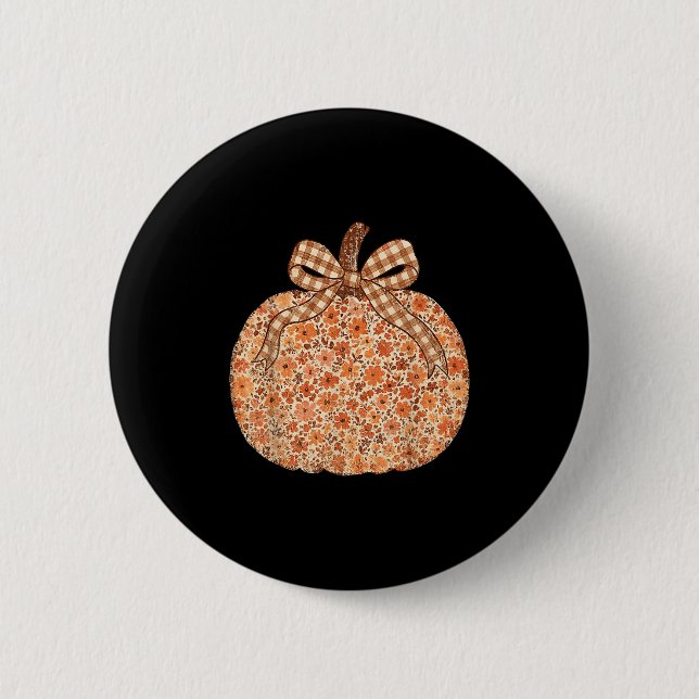 Chinoiserie Fall Pumpkin Floral Halloween Funny Th 6 Cm Round Badge (Front)