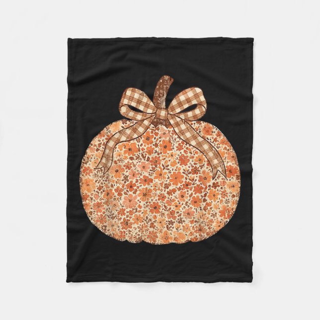 Chinoiserie Fall Pumpkin Floral Halloween Funny Th Fleece Blanket (Front)