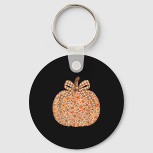 Chinoiserie Fall Pumpkin Floral Halloween Funny Th Key Ring