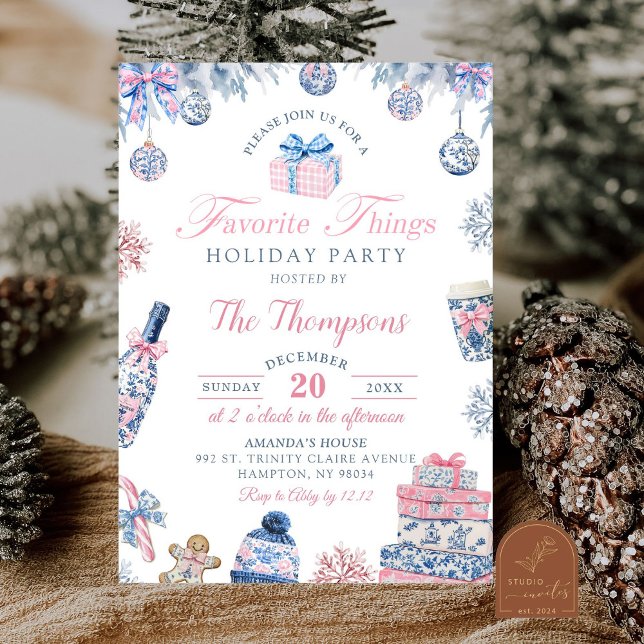 Chinoiserie Favourite Things Holiday Party Invitation (Creator Uploaded)