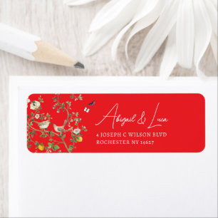 Chinoiserie Floral Bird Wedding Invitation Address Return Address Label