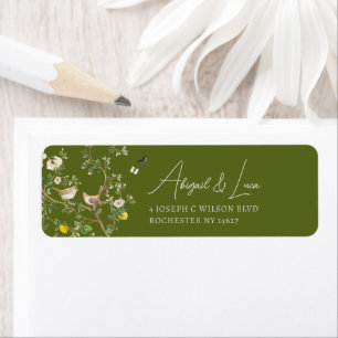 Chinoiserie Floral Bird Wedding Invitation Address Return Address Label