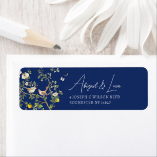 Chinoiserie Floral Bird Wedding Invitation Address Return Address Label