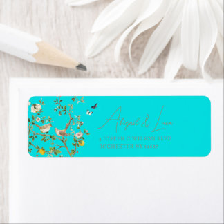 Chinoiserie Floral Bird Wedding Invitation Address Return Address Label