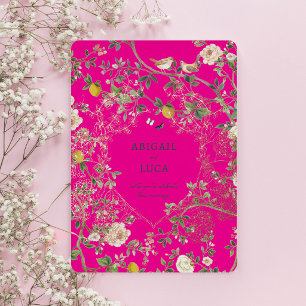 Chinoiserie Floral Birds Wedding Foil Invitation