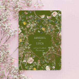 Chinoiserie Floral Birds Wedding Foil Invitation