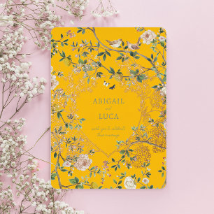 Chinoiserie Floral Birds Wedding Foil Invitation