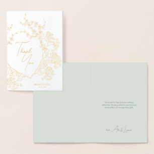 Chinoiserie Floral Birds Wedding Thank You Foil Card