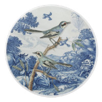 Chinoiserie Floral Blue White Toile Script Collage
