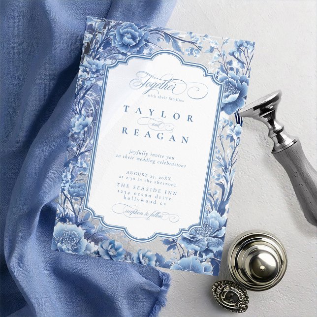 Chinoiserie Floral Border ID1094 Acrylic Invitations (Creator Uploaded)