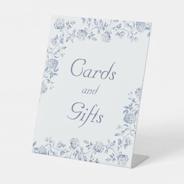 Chinoiserie Floral Bridal Shower Cards and Gifts Pedestal Sign (Front)