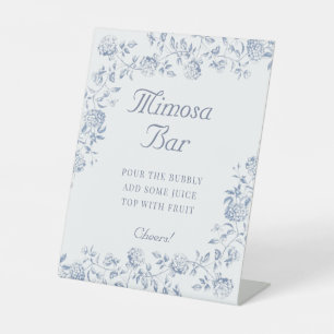 Chinoiserie Floral Bridal Shower Mimosa Bar Pedestal Sign