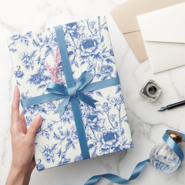 Chinoiserie Floral Flowers Birthday Shower Wedding Wrapping Paper (Gifting)