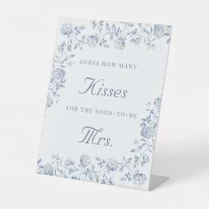 Chinoiserie Floral Guess how many kisses Pedestal Sign